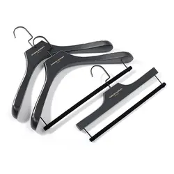 LINDON Fashion Brand Black Worn Flat Hook Wide Shoulder Wooden Suits Clothes Hanger