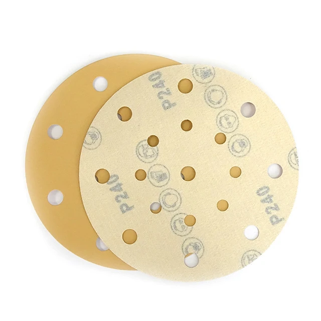 6inch(150mm)17 holes hook and loop Gold sanding discs sandpaper for orbital sander