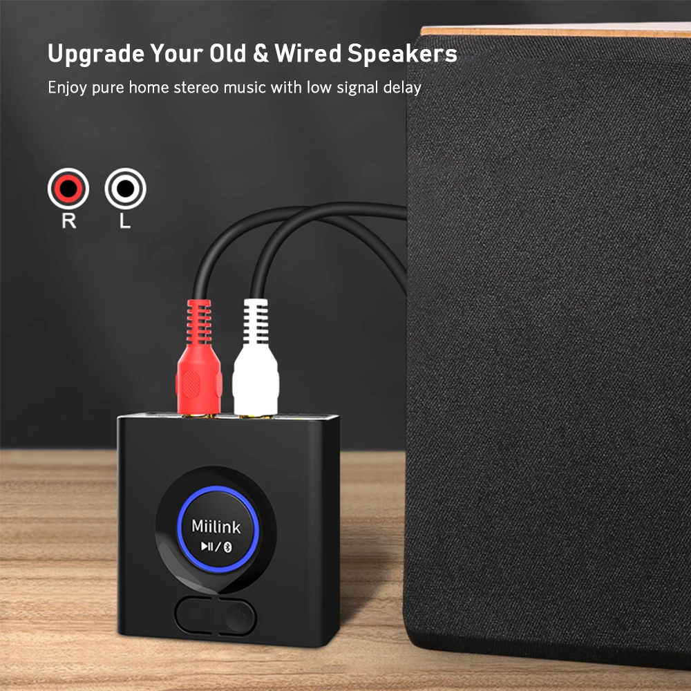 1Mii Bluetooth 5 0 аудиоприемник 3 мм AUX/RCA Out музыкальный приемник 12H Playtime стерео адаптер для динамика