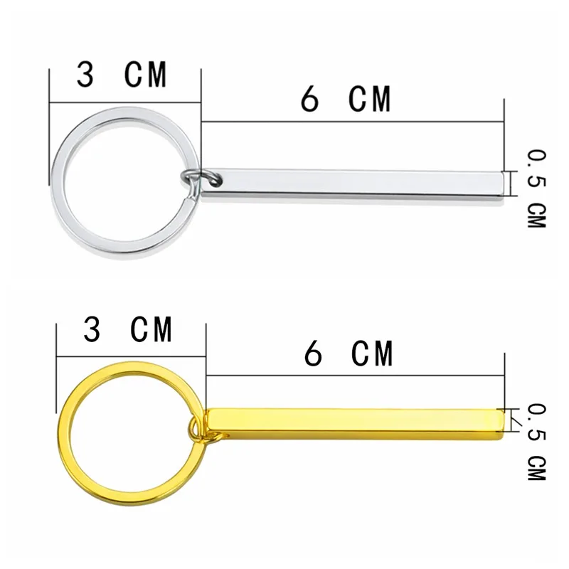 Simple Design Metal Keychain Engraved Words Hakuna Matata Square Vertical Bar Pendant Keychain For Daughters Gifts