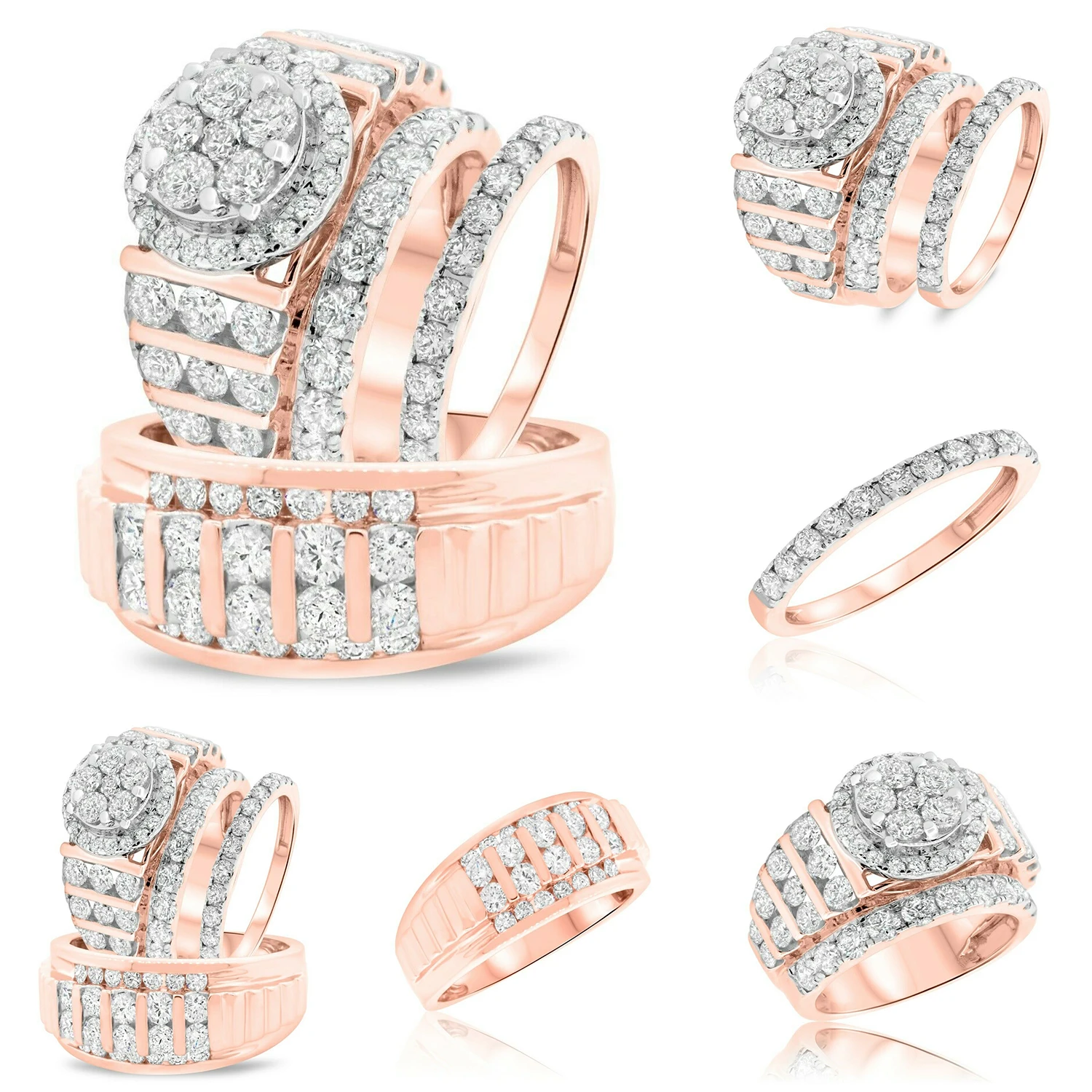 Love Heart Crown Couple Hug Gold 18K Promise For Set Adjustable 925 Sterling Silver Wedding Engagement Diamond Moissanite  Ring