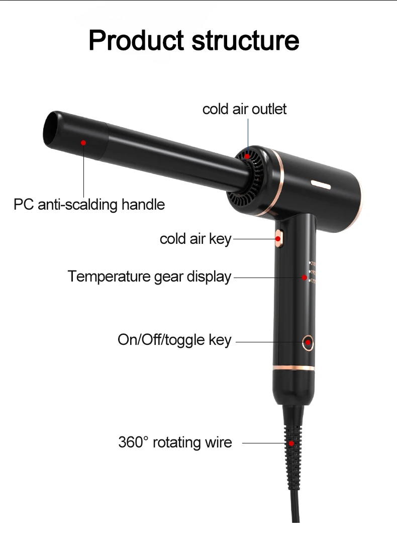 Directly factory 2 in 1 Multifunctional hair curler hair dryer Salon Equipment Chrome Hair Iron Appliance holder