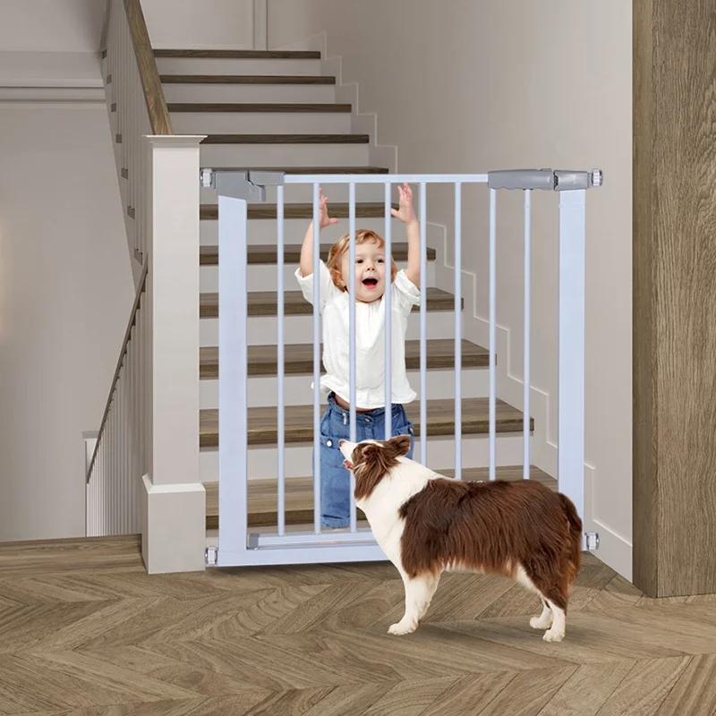 New Extra Wide Walk Through Pet Gate ,Pressure Mount Kit and Wall Mount Kit, Includes Extension Kit, White,Gray,Black