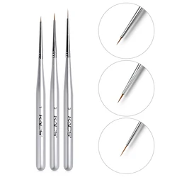 3pcs/set Professional Nail Art Pen Polish Brush Set for UV Gel Builder Stripes Lines DIY Drawing Pen Silver Nail Liner Brush Pen