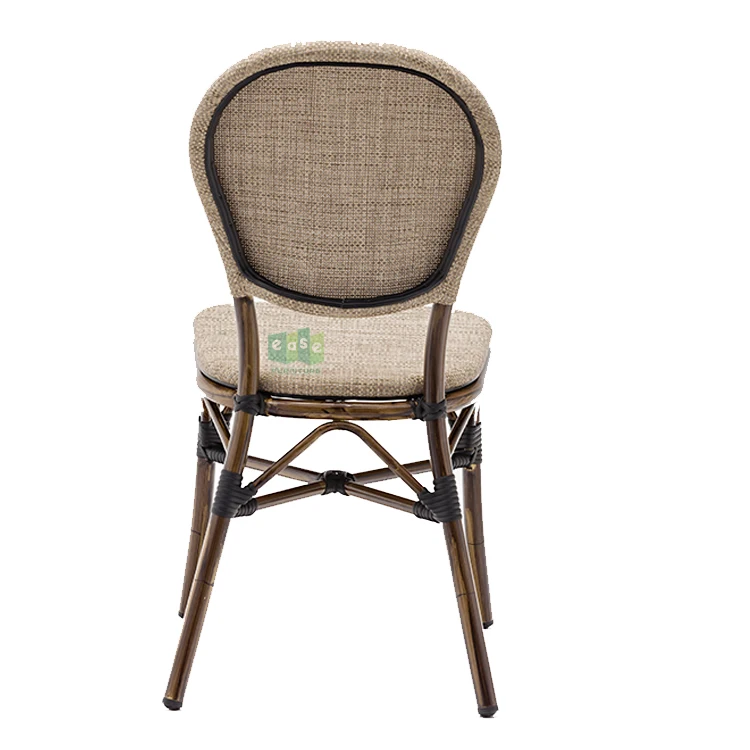 (E1177) Modern design cafe stackable aluminum metal fabric outdoor chairs furniture