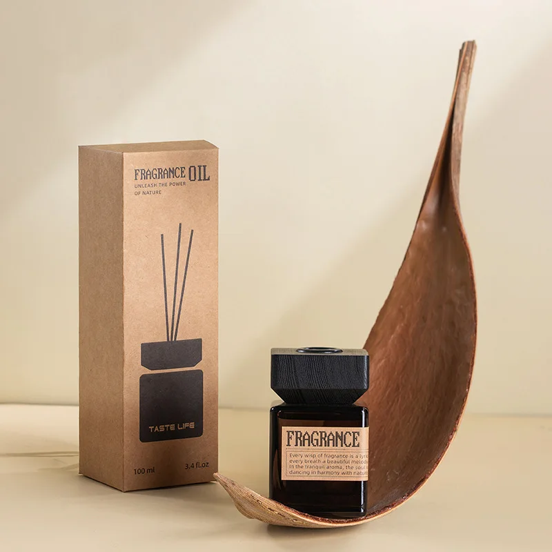 New Style Tree Texture Home Fragrance Square Glass Bottle Sleep Aid Long-Lasting Reed Diffuser Sets For Women