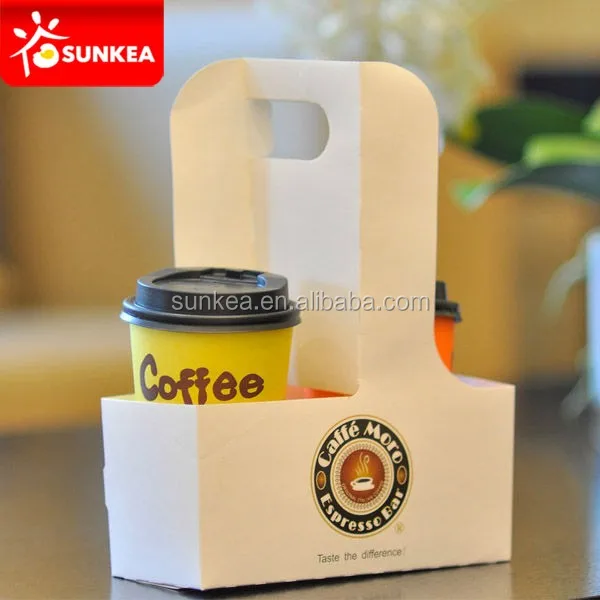 Cup holder black 2 cup drink carriers Disposable E flute paper Take Away coffee to go Corrugated Paper 2 Cup carriers