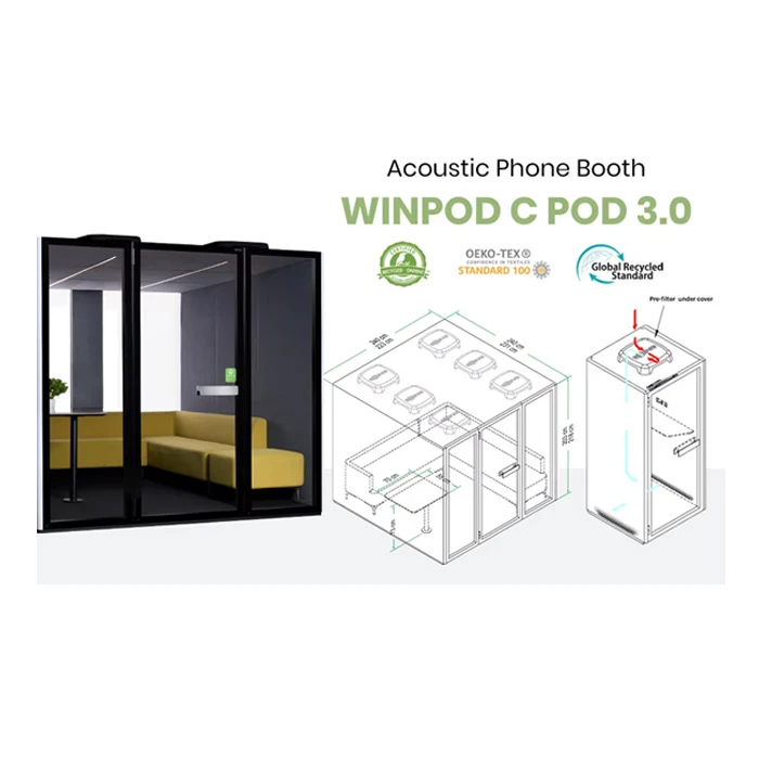 Оптовая продажа частное собрание Pods C POD 3 0 Доступные офисные капсулы Звуконепроницаемая будка на 6 мест со столом стулом розетками