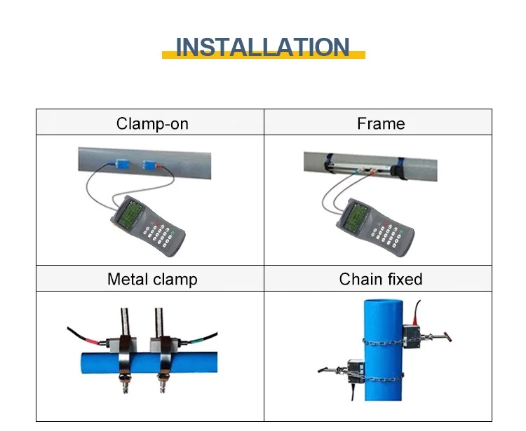 Industrial Clamp On Liquid Water Handheld Portable Battery Powered Dn20 Ultrasonic Flow Water Meter