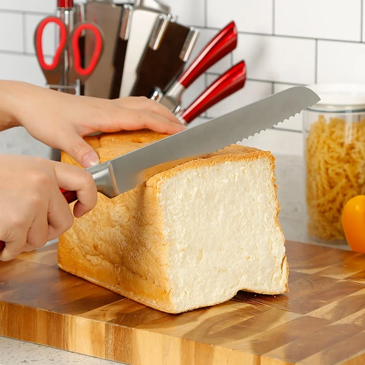 Red Steel Stainless Steel Cookware Butcher Knife Set Kitchen Chef Knife Dinnerware Themed Thread Cutting Tool Made in China