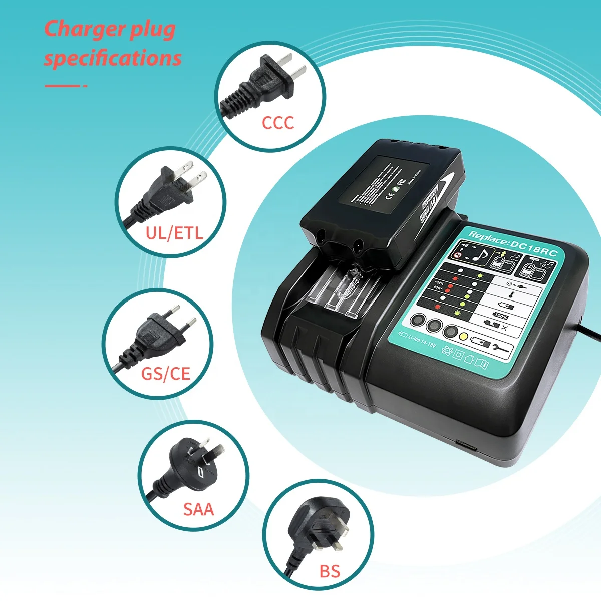 3A зарядное устройство DC18RC Совместимо с Makita 14 4 в-18 в литий-ионная батарея BL1850 BL1860 BL1430
