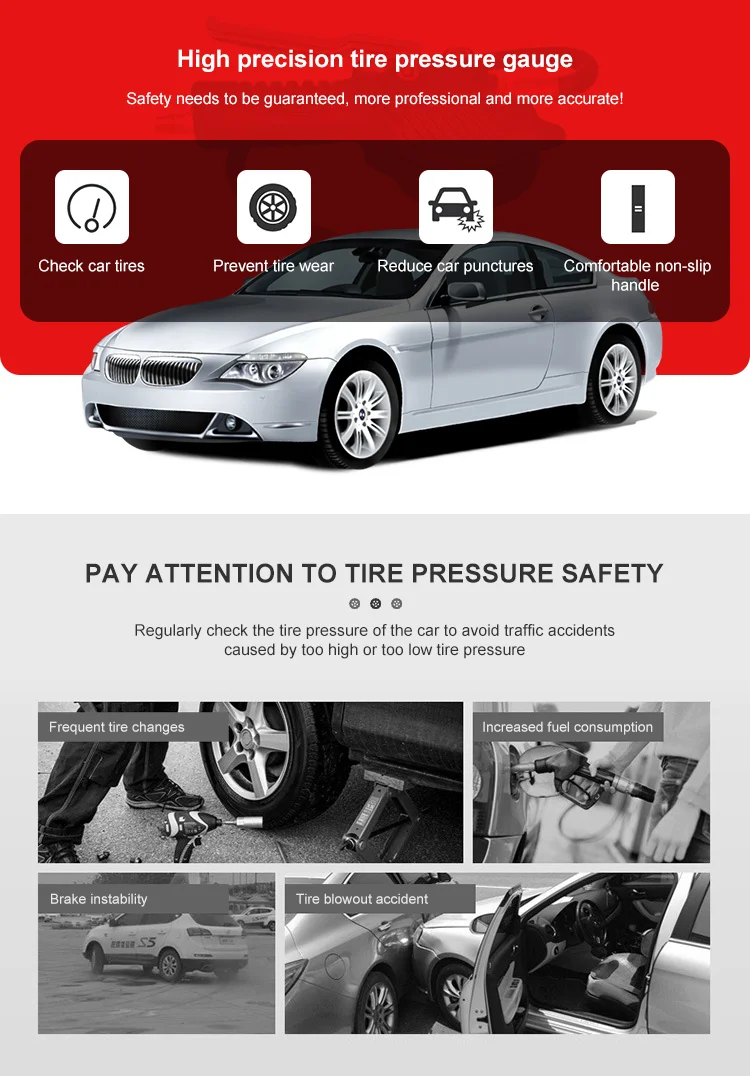 Excellent Quality 2 Inch Inflator Gauge Air Pressure Test Instrument Wholesale Tire Pressure Gauge