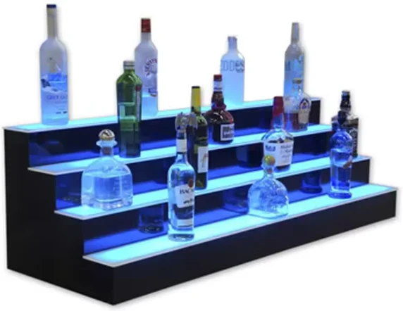 Led Acrylic wall Mounted Wine Racks 4 Ft LED Lighted Liquor Bottle Display Shelf LED Bar beer Shelves for Liquor
