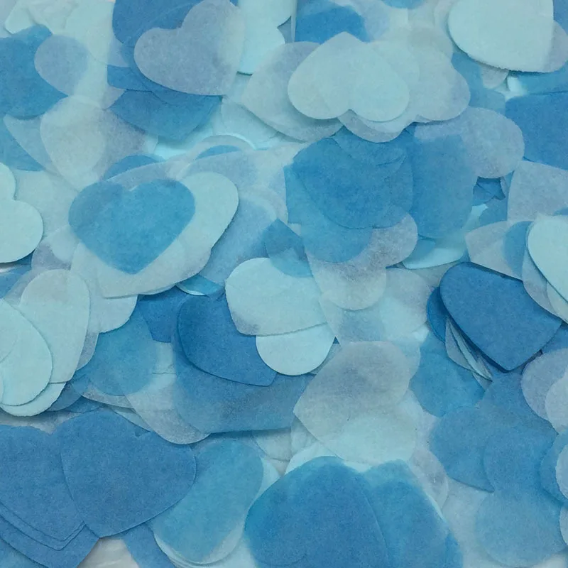 Blue Heart Shaped Paper Confetti Valentines Wedding Birthday Party Favors Love Theme Table Scatter Decorations