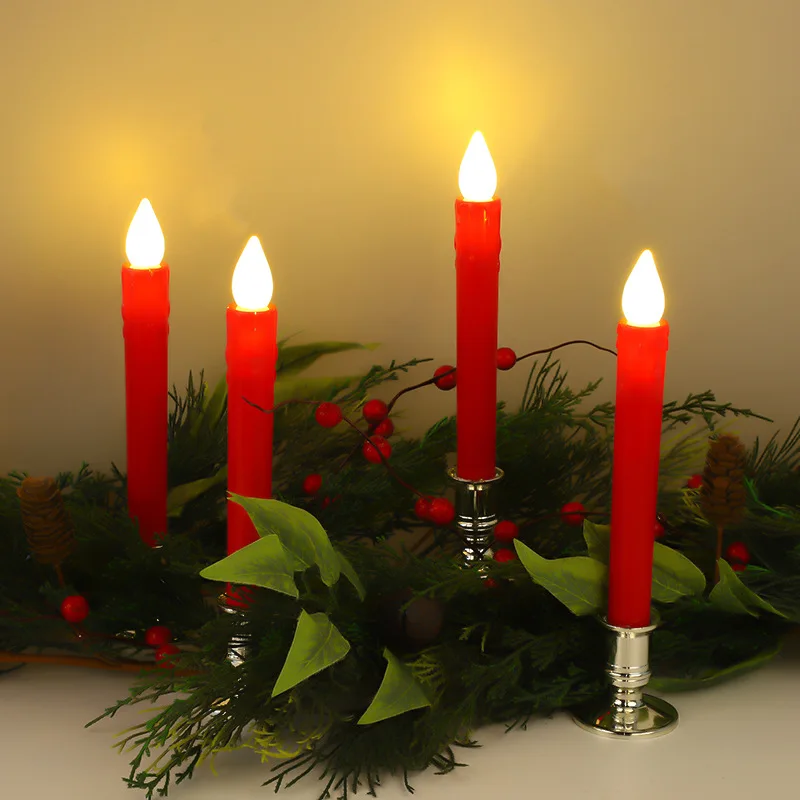 Flameless Taper Wedding Decoration Battery Operated Dinner Wedding Brass Golden Taper decorative Steel Metal led candle light