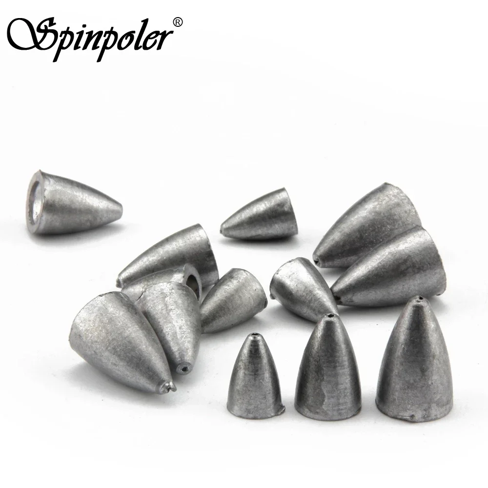 Spinpoler Bullet Fishing Sinker Weight Soft Worm Lead Weights Texas Rigs Fishing Accessories Saltwater Trout Bass Fishing Tackle