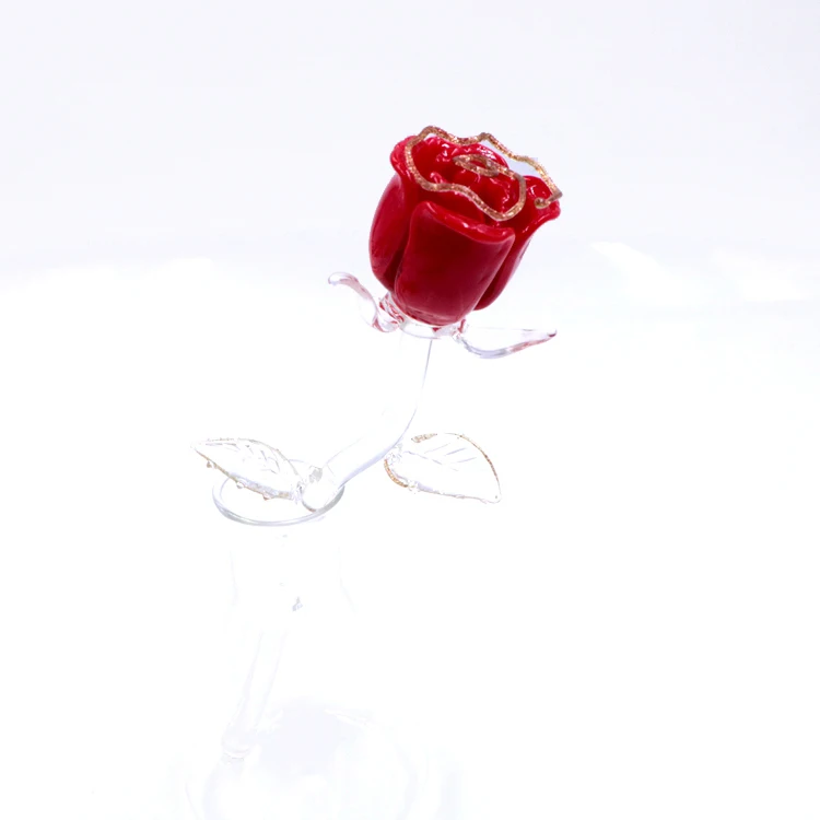 Beautiful Murano Lampwork Long Stem Glass Rose Flower Wholesale For Valentines
