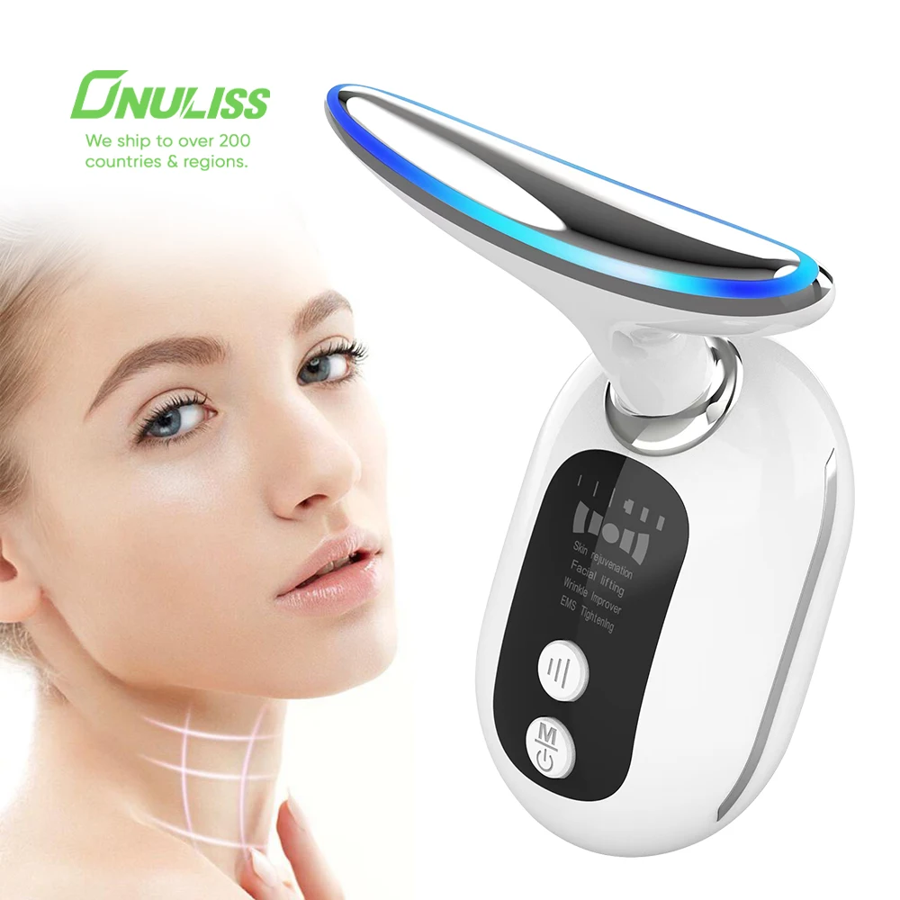 Trending Products 2023 New Arrivals Face Massager Ems Vibration Neck Lift Device Facial Massager