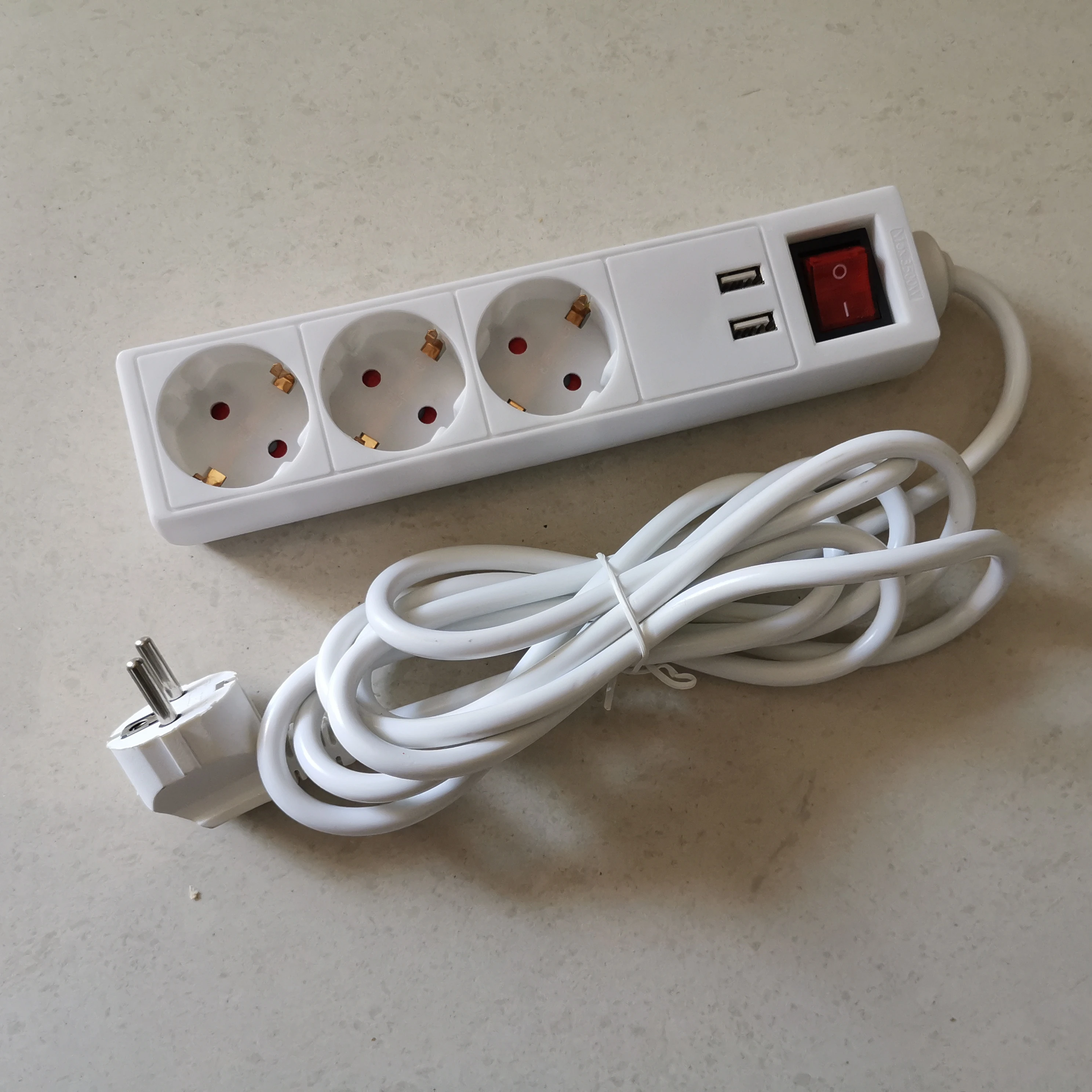 euro type plug with socket and usb/strip power supply