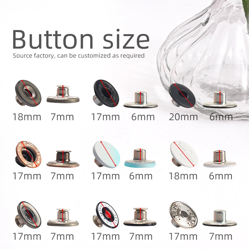 OCO Garment accessories metal buttons custom logo denim metal jeans pants riveted buttons for clothes