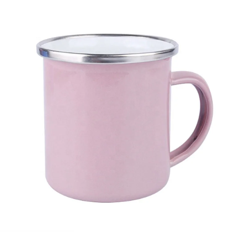 Enamel Camping Travel Coffee Mug With Lid Powder Coated Wine Fhermal