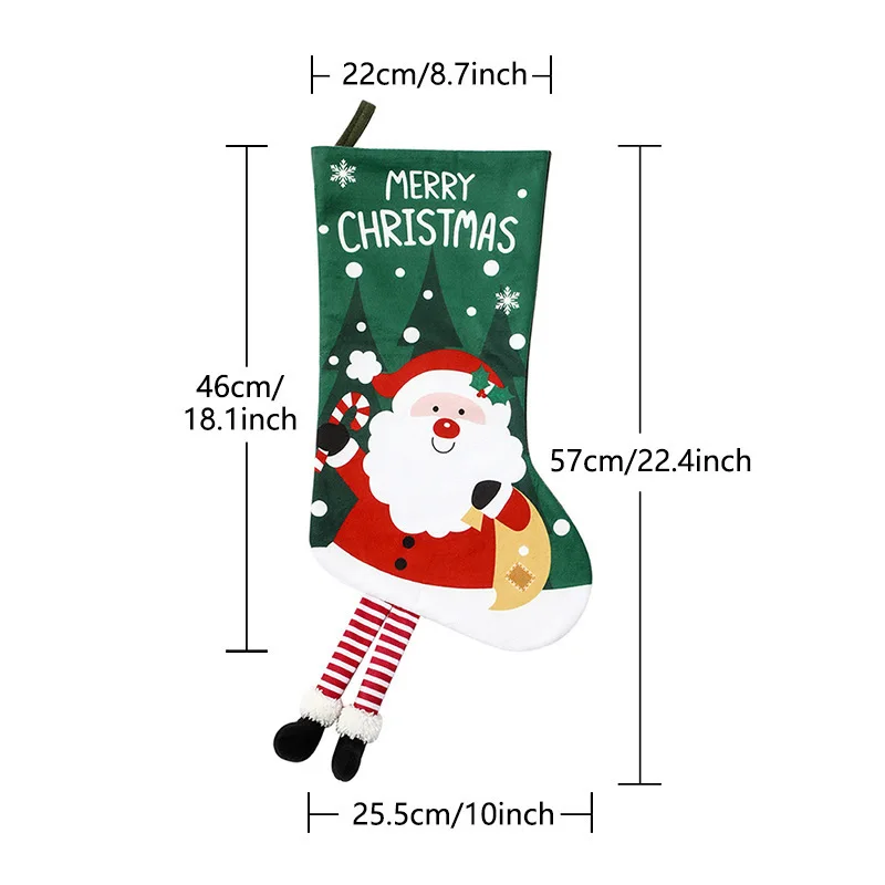 NEW 58cm christmas tree decoration socks high printing with felt leg gift red christmas stocking
