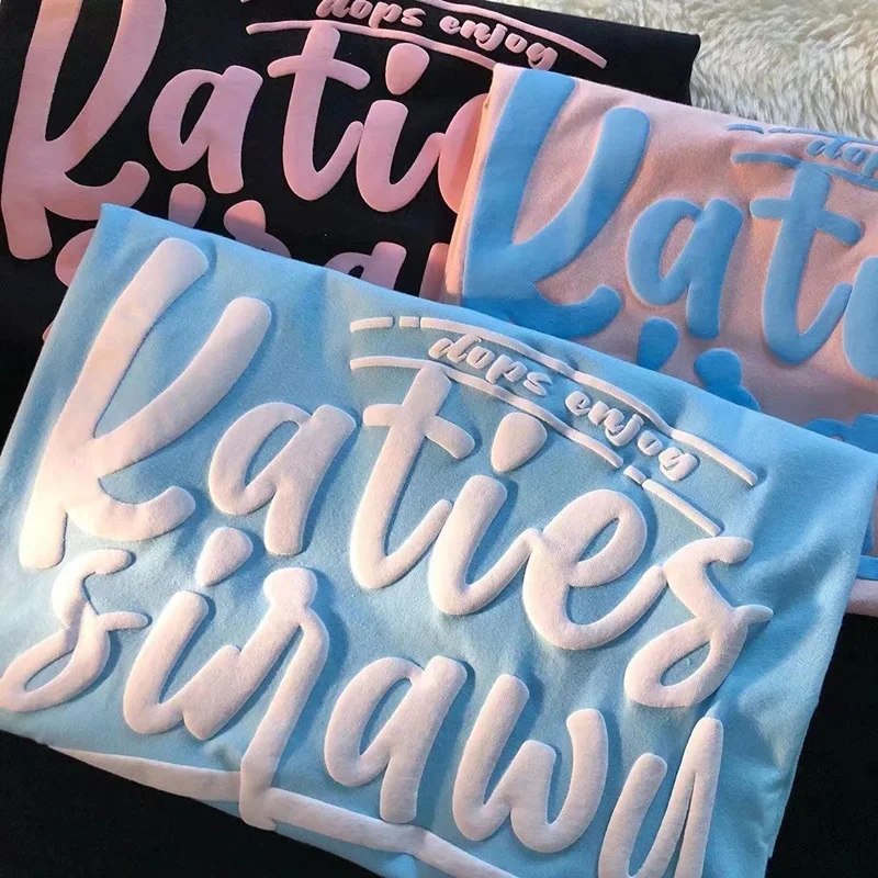 Custom high quality oversize  100%cotton T shirt heavyweight  graphic screen print streetwear blank puff print drop shoulder men