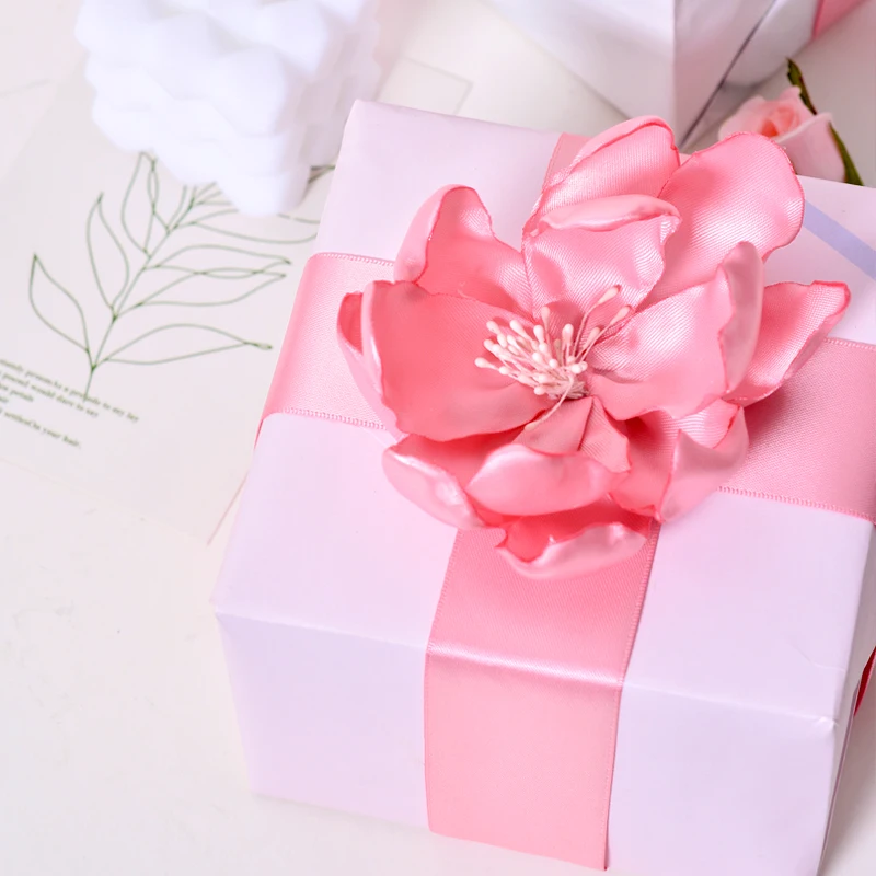 Yama Ribbon 1 1/2inch 38MM Width Polyester Solid Color Pink Double Face Satin Ribbon 100 Yards Per Roll