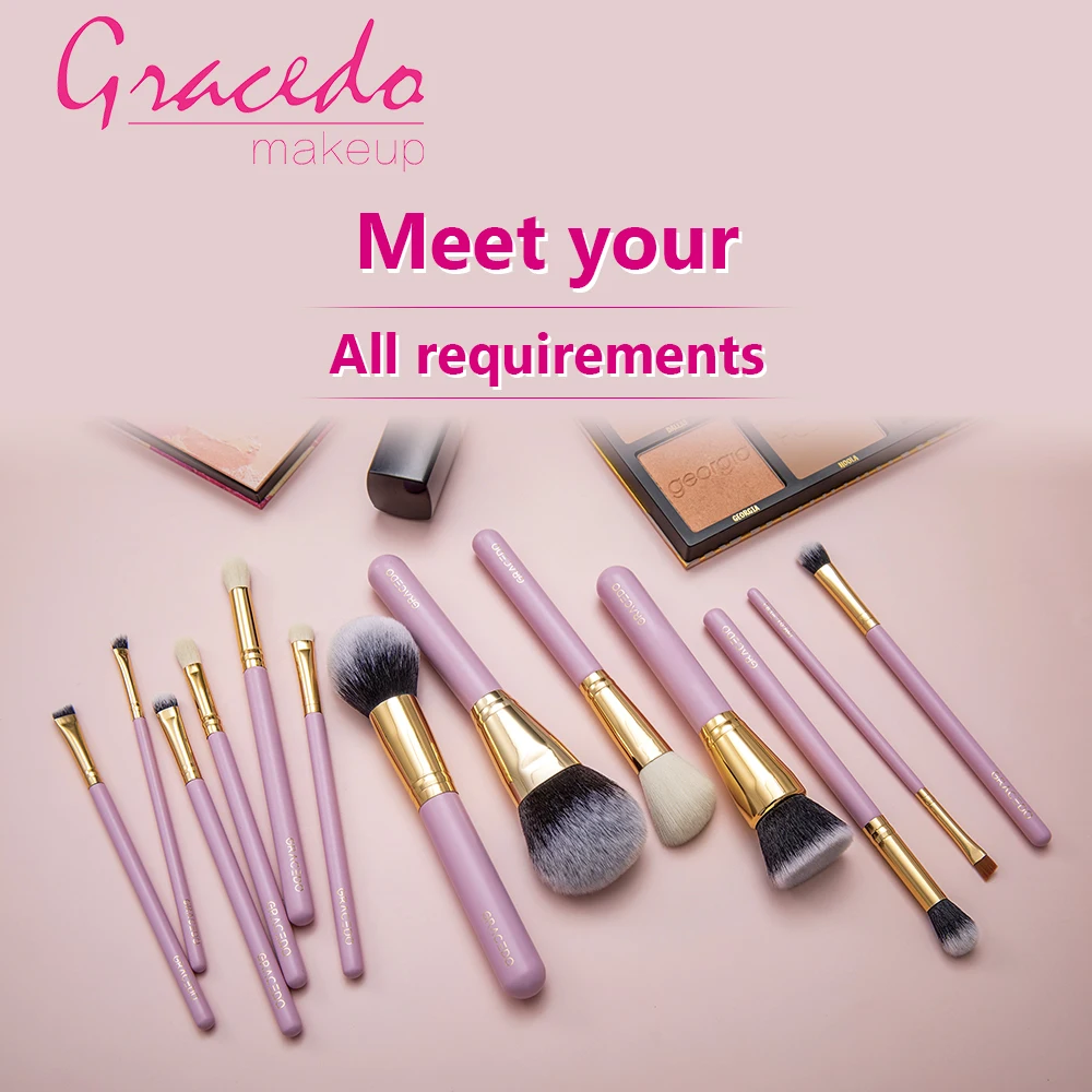 Gracedo cute makeup brush set wood eco friendly pro personalised best selling high quality makeup brush set