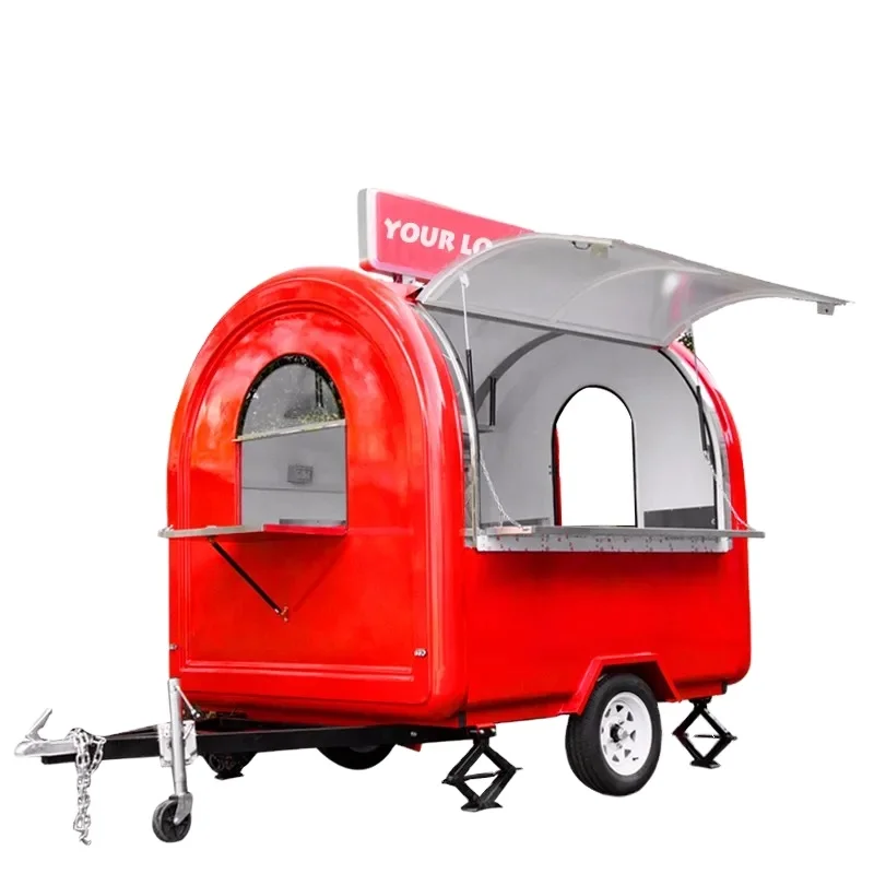Fully equipped street mobile snack trailer pizza hamburger trialer food cart with LIGHT box  for sale