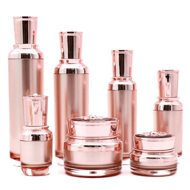 Eco friendly Shape Oil 10ml Luxury Lotion Square Acrylic Jar Plastic 30ml Packaging Airless Bottle Set  Cosmetics Bottles