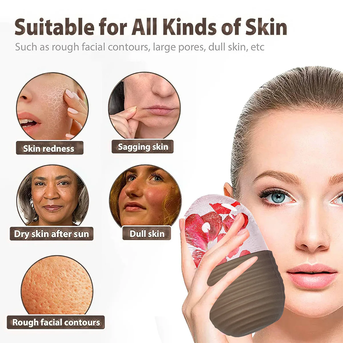 Hot Sale Reusable Silicone Ice Cube Massager Facial Contouring Ice Mold Roller Face Frozen Ice Roller for Beauty Massage Globe