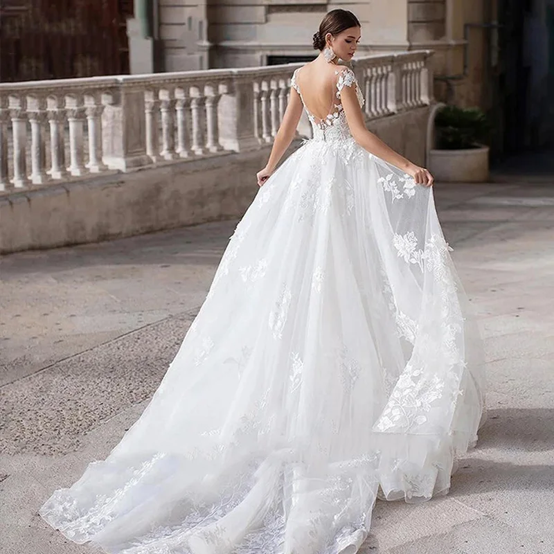 Sexy Luxury Detachable Train Trumpet Bride Ball Gown Lace Appliqued Mermaid Wedding Dresses