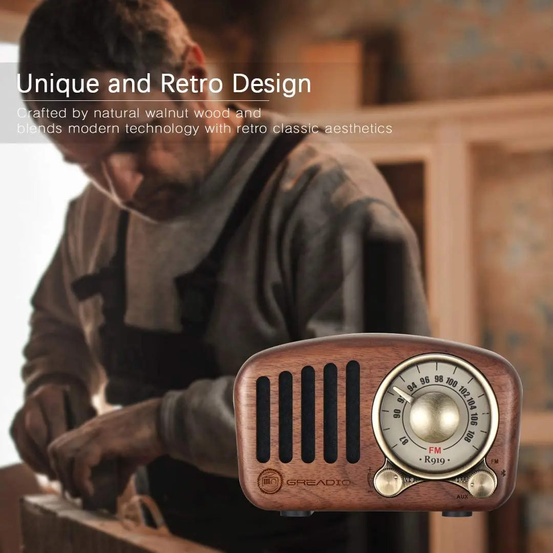 Factory wholesale portable retro radio fm vintage handcraft wooden radio