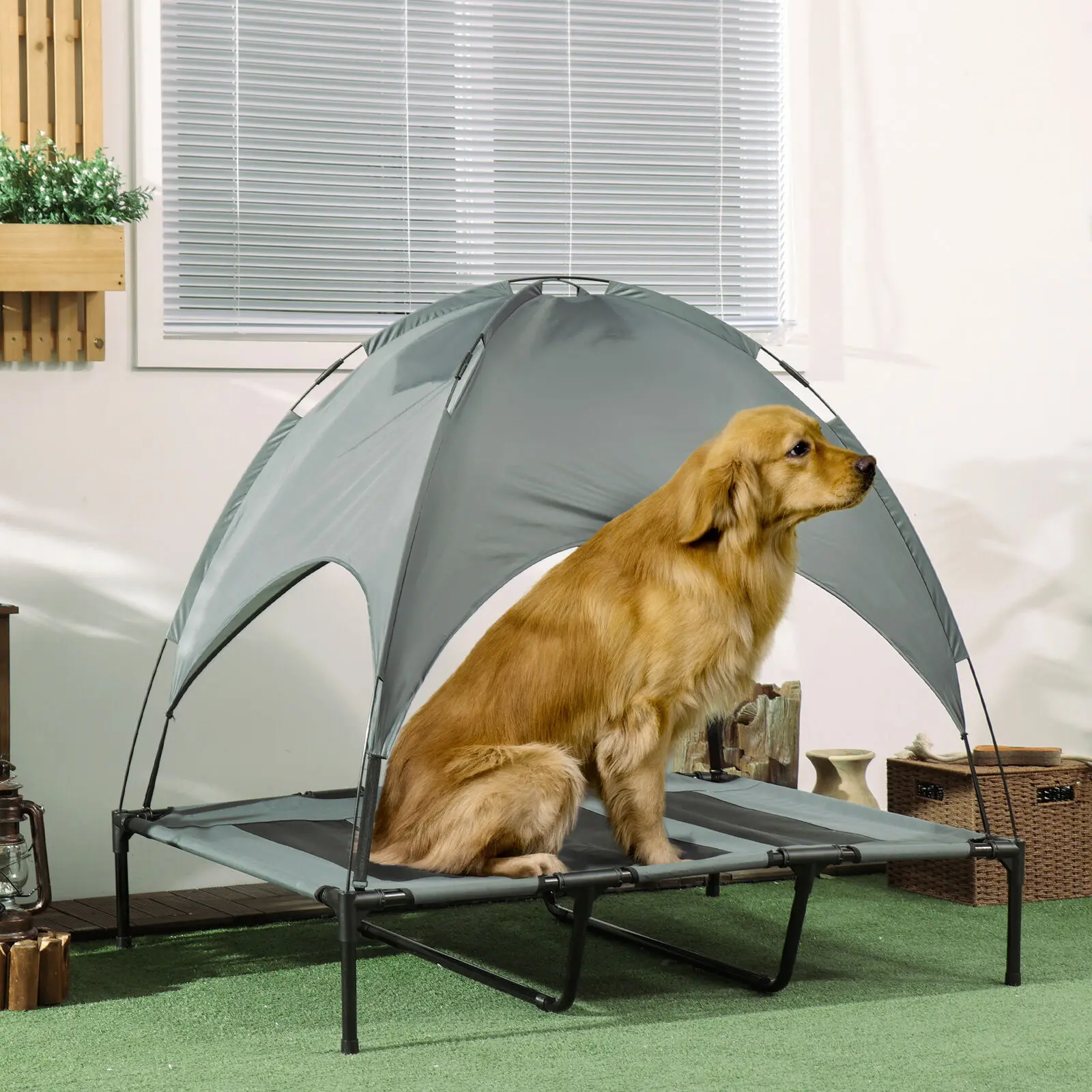 Block the UV rays out removable & washable bed elevated dog cot used alone dog bed for beach holiday