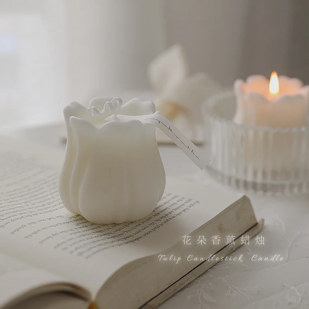 Hot Selling White Flower Shaped Candles Tulip Rose Ball Hydrangea Onion Candles Scented Candles