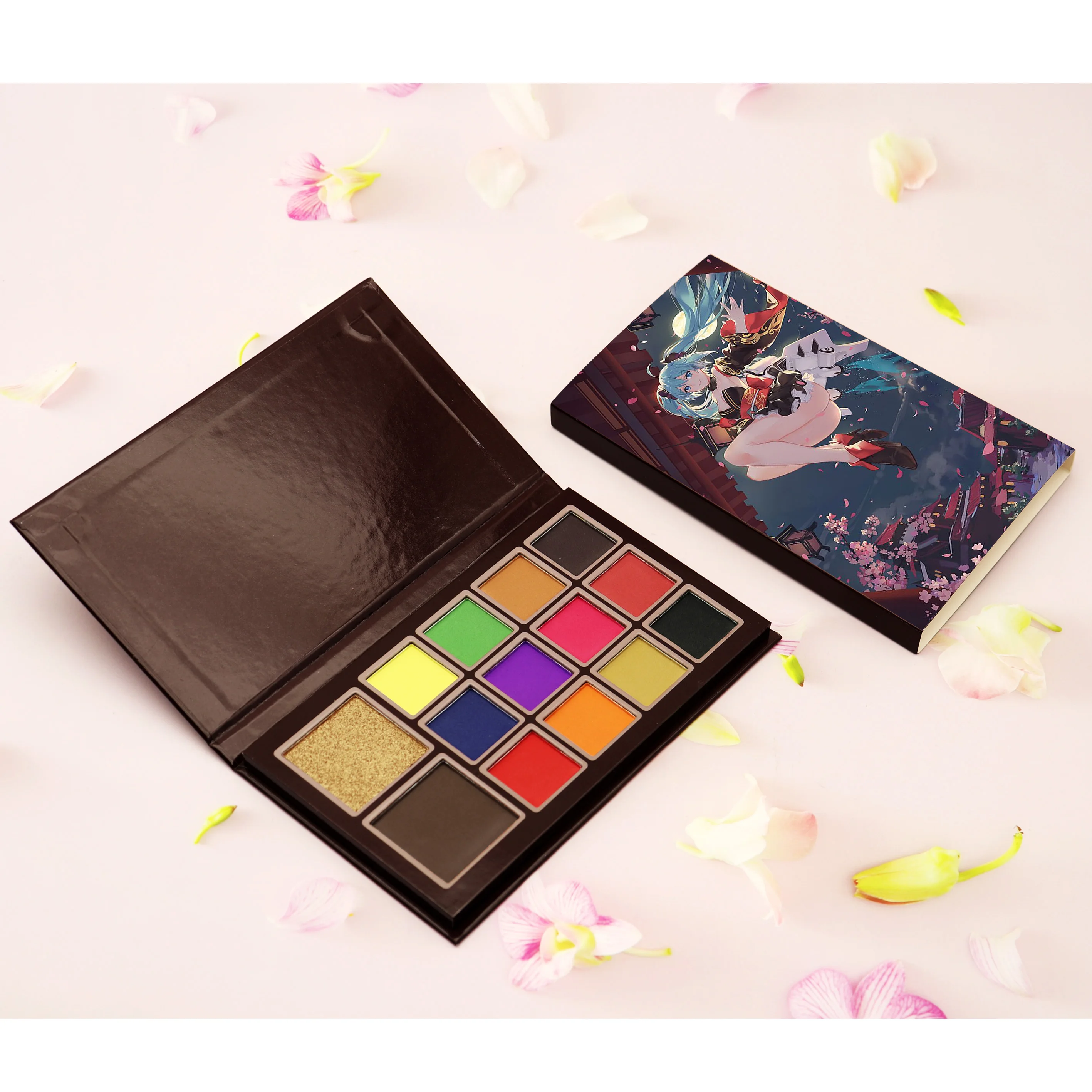 12-Color Highlighter Contour Eye Shadow Palette Waterproof Glitter Shimmer Finish Matte Powder with Private Label