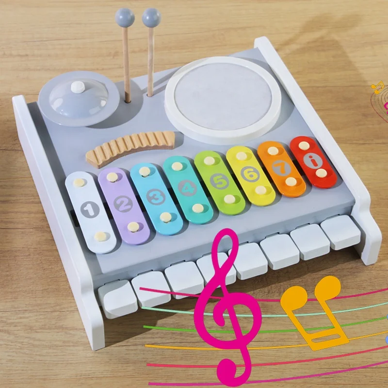 2024 New Arrival Wooden Multi-functional Musical Instrument Toy Wooden Piano Music Stand Early Educational Toys for Kids Toddler