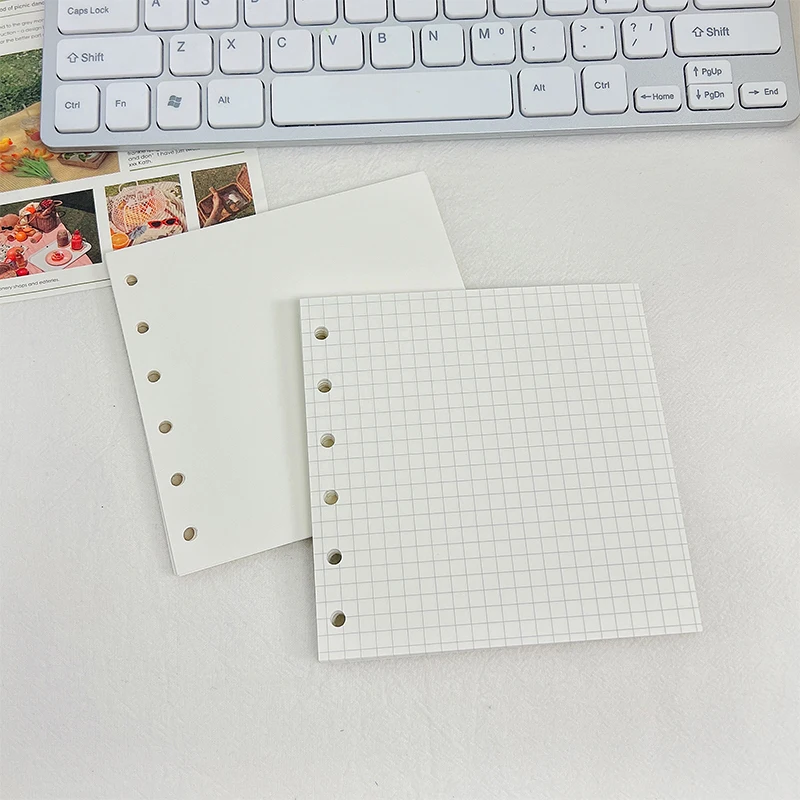 Grid blank inner page 80 sheet a7 filler paper spiral notebook loose leaf paper 6 ring binder refill notebook paper