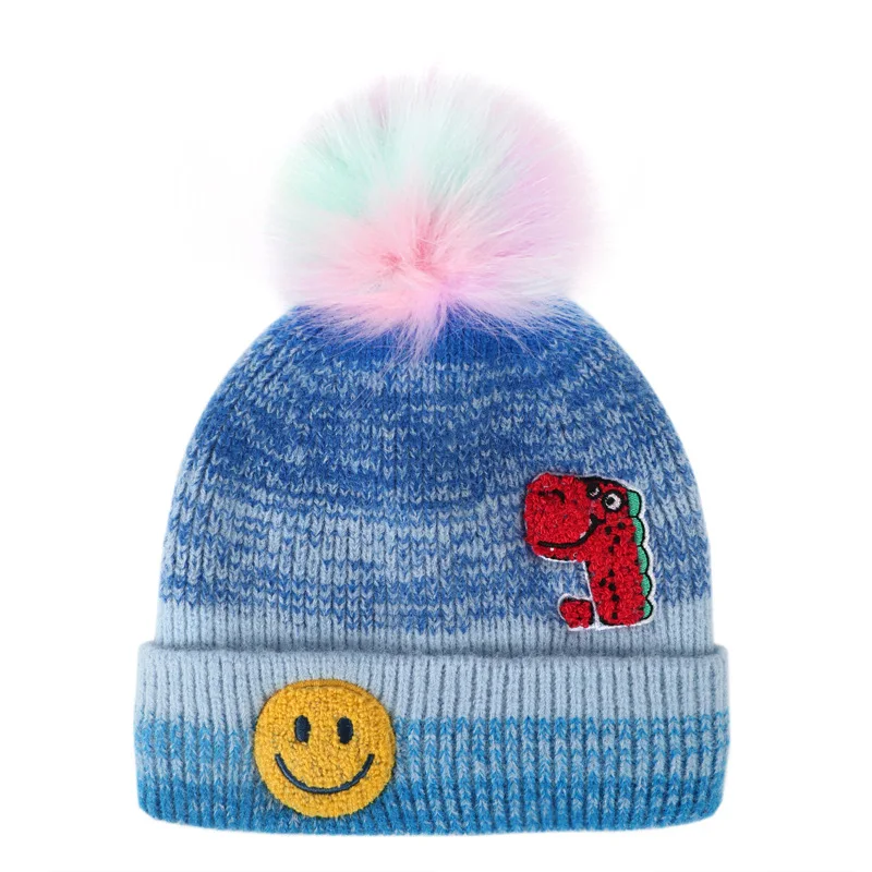 Knit Cap Boys Girls Beanies Double Layer Pom Hats baby beanie hat for children