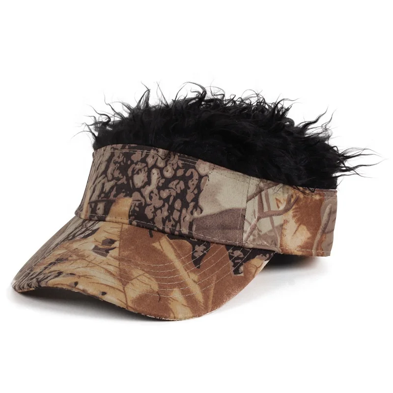 
Fake Flair Hair Baseball Cap Camo Sun Visor Fun Halloween Party Toupee Hat Golf Caps Gorra Adjustable Wig Baseball Cap for Men 