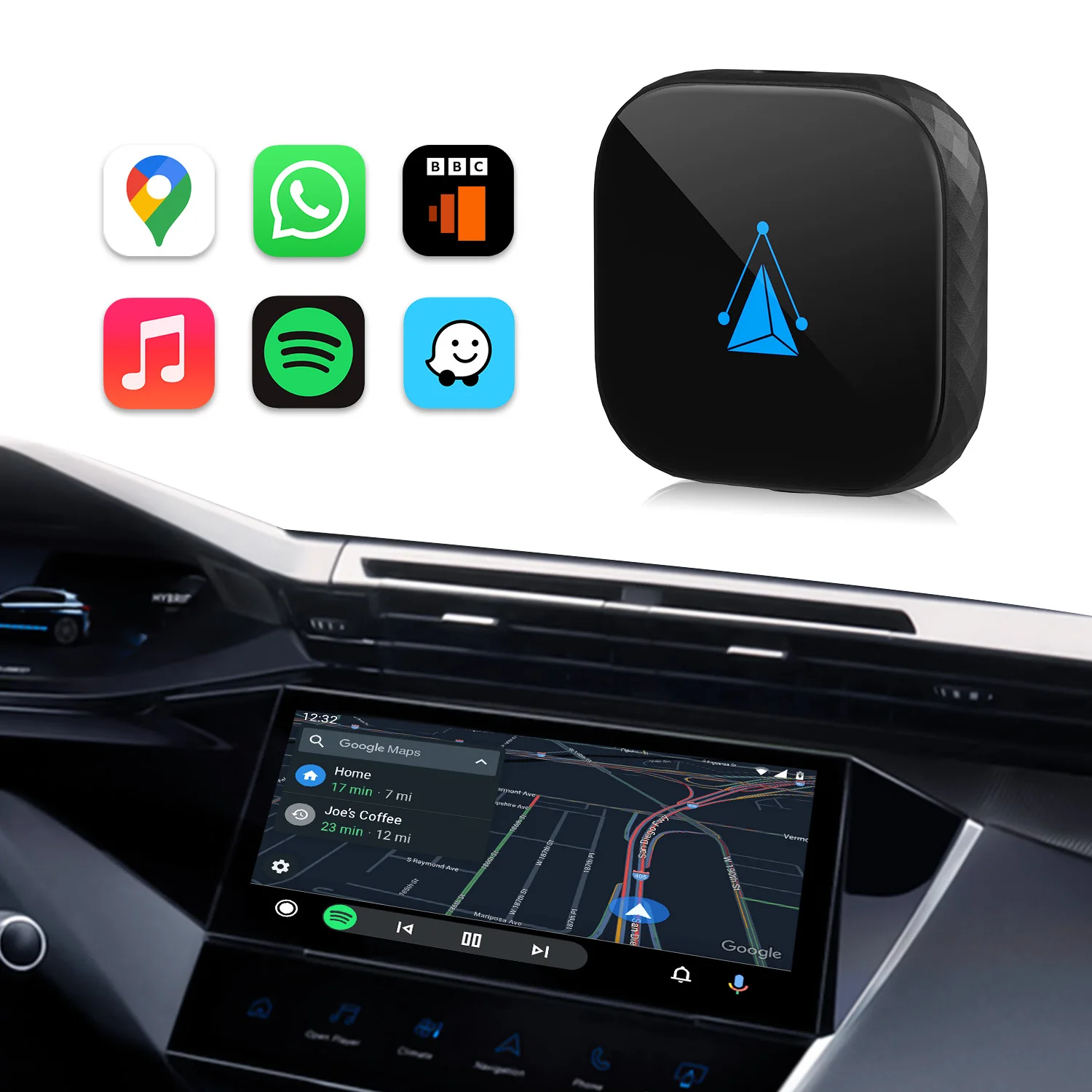 Ottocast Android Customize Car Dongle Wired Android Auto to Wireless Mini Adapter OEM Android Auto Car Accessories