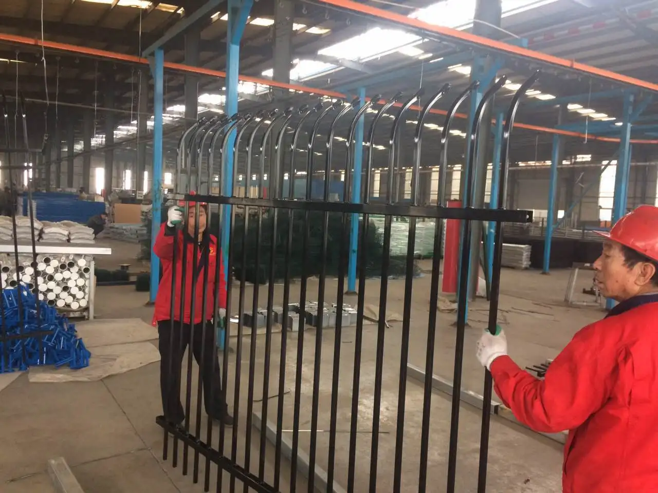 Adjustable heavy duty steel fence panels bend top wrought iron fencing black low price