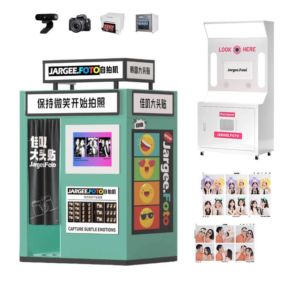 Indoor Portable Ultra Slim Size Photo Booth Voice Guidance Self-service Photo Booth Adjustable Lights Led Photo Booth