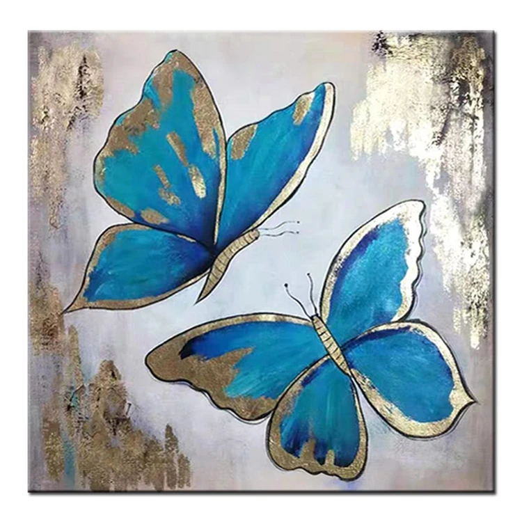 
Handpainted Abstract Paintings Wall Art Acrylic Gold Butterfly Oil Painting On Canvas 