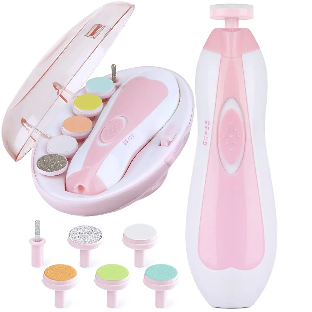 Electric baby nail clipper baby nail file with LED light safety trimmer for baby  drill kit with low noise