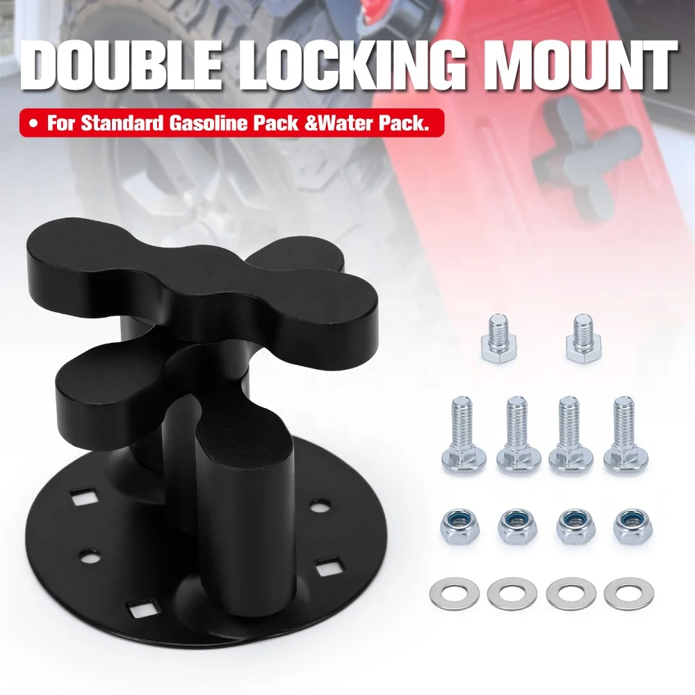 Gas Can Pack Mount Lock Double Locking Mount Handle Fuel Tank Bracket For Standard Gasoline Pack Water Pack Mount Cargo Racks