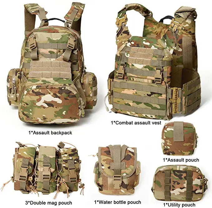 Military Modular Assaults Vest System Compatible with 3 Day Tactical Assault Backpack, OCP Camouflage,Army Vest