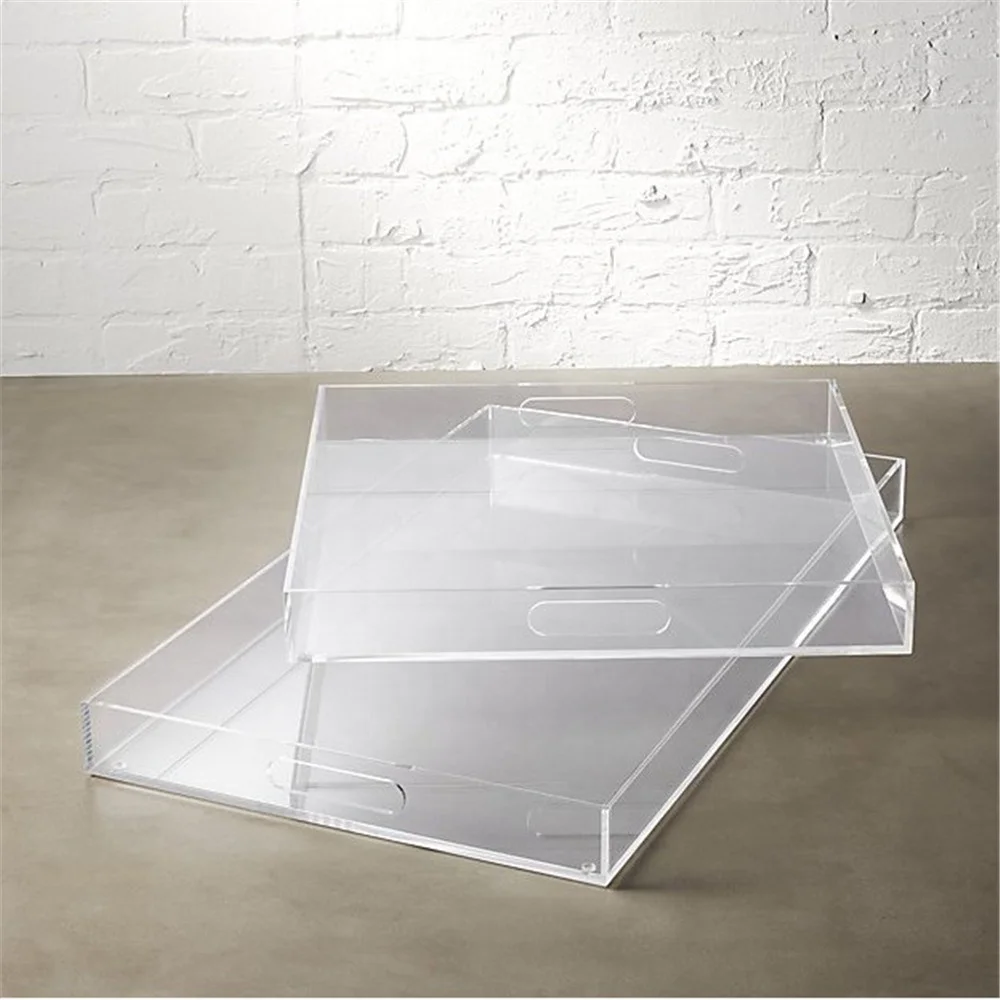 
Hotel Professional Design Customized Rectangle Clear Acrylic Wine Bottle Tray 