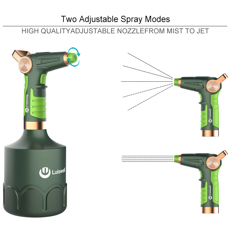 Outdoor style thumb operation 1.5l cylinder jar electric visual water volume watering can portable garden pump sprayer plastic